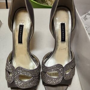 Caparros Glitter Dress Shoes. Slate Silk Gray Size 6